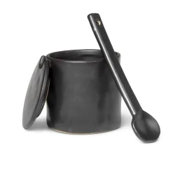 Pot à confiture avec cuillère Flow, Noir