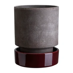 Pot Hoff, Ø16 cm, Raw Grey-Deep Burgundy