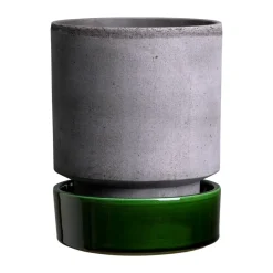 Pot Hoff, Ø14 cm, Raw Grey-Emerald Green