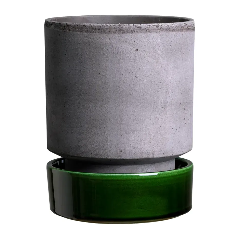 Pot Hoff, Ø14 cm, Raw Grey-Emerald Green