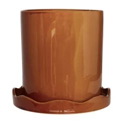 Pot Nami avec soucoupe Ø27 cm large, Ambre