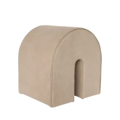 Pouf Curved, cuir light brown