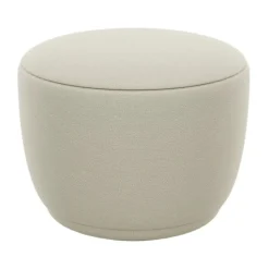 Pouf Kuon Ø48x45 cm, Boucle beige