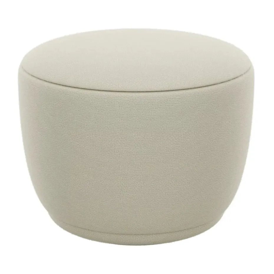 Pouf Kuon Ø48x45 cm, Boucle beige
