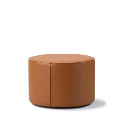 Pouf Mono, Cuir Omni 307 cognac-Ø55 cm