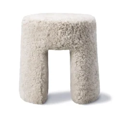 Pouf Sequoia, Peau de mouton Moonlight