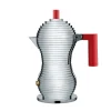 Pulcina Cafetière à espresso 3 Tasses, Poignée rouge