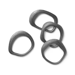 Rond de serviette Flow Lot de 4, Noir Laiton
