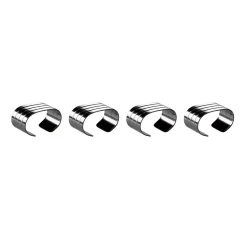 Rond de serviette Groovy Lot de 4, Acier inoxydable