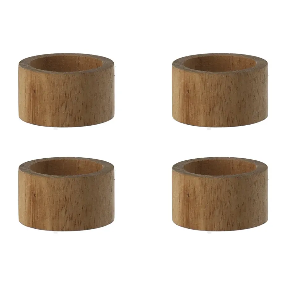Ronds de serviette Hollow Ø5 cm 4 pièces, Acacia