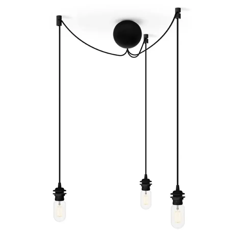 Rosace de plafond avec trois cordons Cannonball, Noir