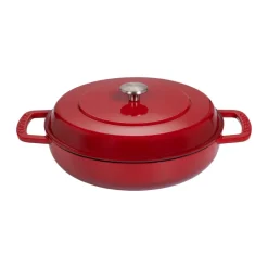 Sauteuse Combekk Enameled en fonte émaillée Ø28 cm, Cherry-silver knob