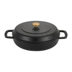 Sauteuse Combekk Enameled en fonte émaillée Ø28 cm, Black-gold knob