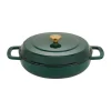 Sauteuse Combekk Enameled en fonte émaillée Ø28 cm, Holly Green-gold knob