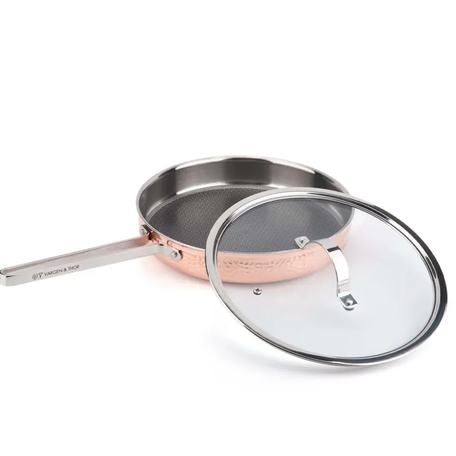 Sauteuse en cuivre martelée avec couvercle Mjölner, Modèle Y2