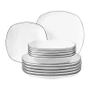 Service de table carré Lido black line 12 pièces, Blanc à bordure noire