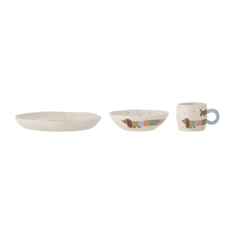 Service de table Charlie Lot de 3, Bleu-blanc