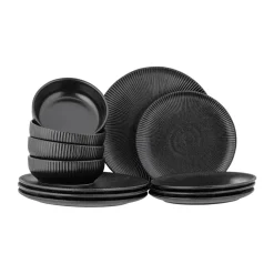Service de vaisselle Neri 12 pièces, Noir