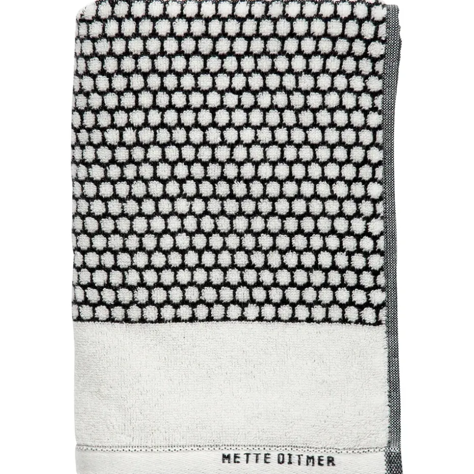 Serviette de bain Grid 70x140 cm, Noir-off white