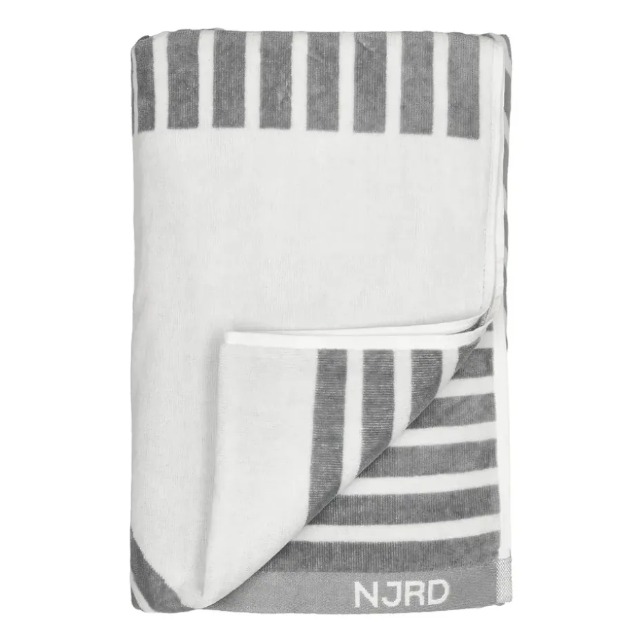 Serviette de bain rayée 100x150 cm, Gris