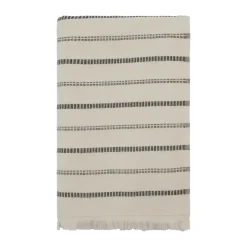 Serviette de bain True, Off-White-noir, 70x140 cm