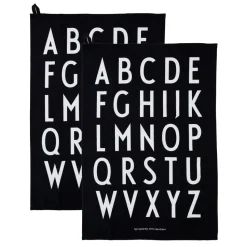 Serviette de cuisine Design Letters 40x60 cm lot de 2, Noir