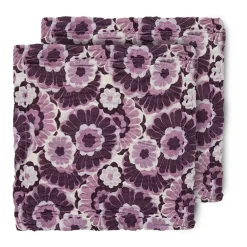 Serviette en coton Floral 30x30 cm, lot de 2, Burgundy