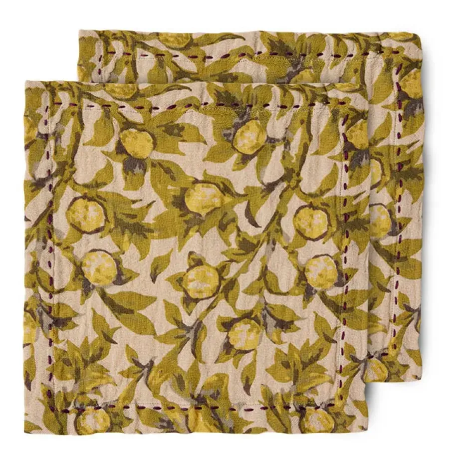 Serviette en coton Mediterranean 30x30 cm, lot de 2, Olive