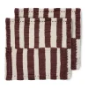 Serviette en coton Striped 30x30 cm, lot de 2, Burgundy