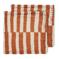 Serviette en coton Striped 30x30 cm, lot de 2, Tangerine