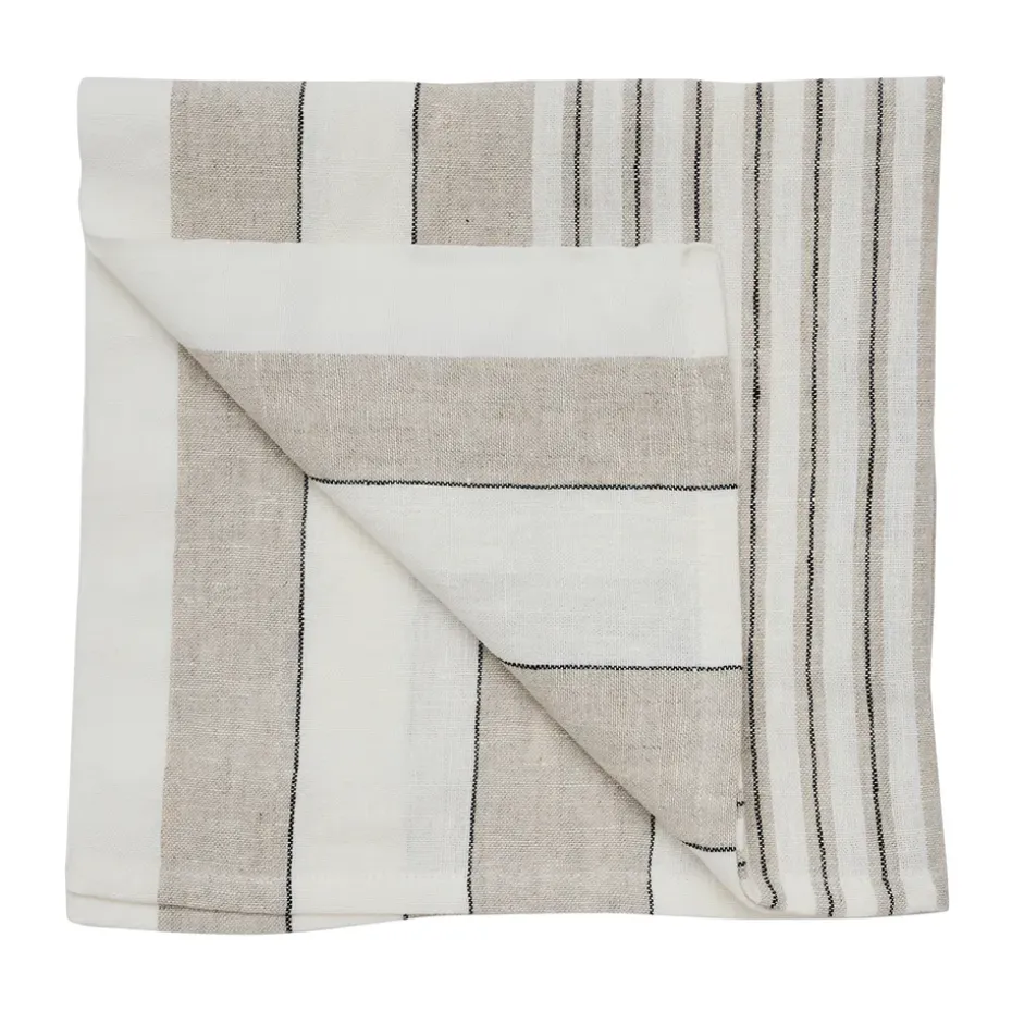 Serviette en lin Noah 50x50 cm, Beige stripe