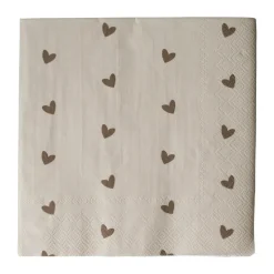 Serviette en papier Heart 33x33 cm, 20 pièces, Brown-beige