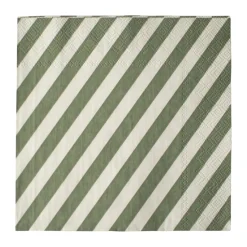 Serviette en papier Stripe 33x33 cm lot de 20, Vert