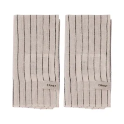 Serviette Ernst rayée 40x40 cm, lot de 2, Noir-beige