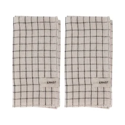 Serviette Ernst rayée 40x40 cm, lot de 2, Noir-beige