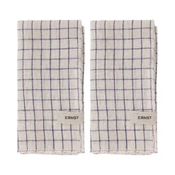 Serviette Ernst rayée 40x40 cm, lot de 2, Bleu-beige