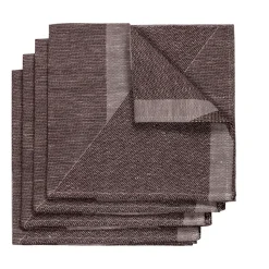 Serviette Metric 47x47 cm Lot de 4, Marron-blanc