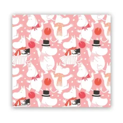 Serviette Moomin Celebration 33x33 cm, lot de 20, Blanc-rose