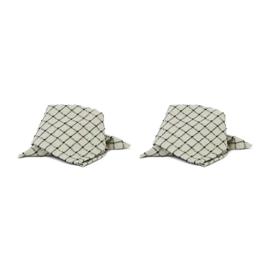 Serviette Noor 40x40 cm, lot de 2, Noir-blanc cassé