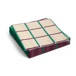 Serviette Pattern Lunch 33x33 cm, Lot de 20, Off white-silver-green braid check