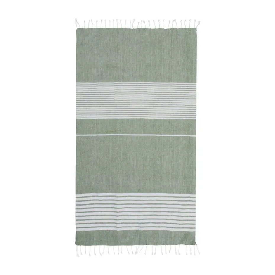Serviette rayée Ella hamam 90x170 cm, Vert