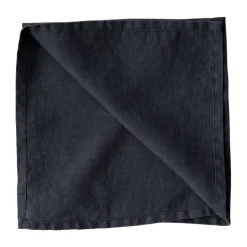 Serviette Washed linen, Bleu nuit