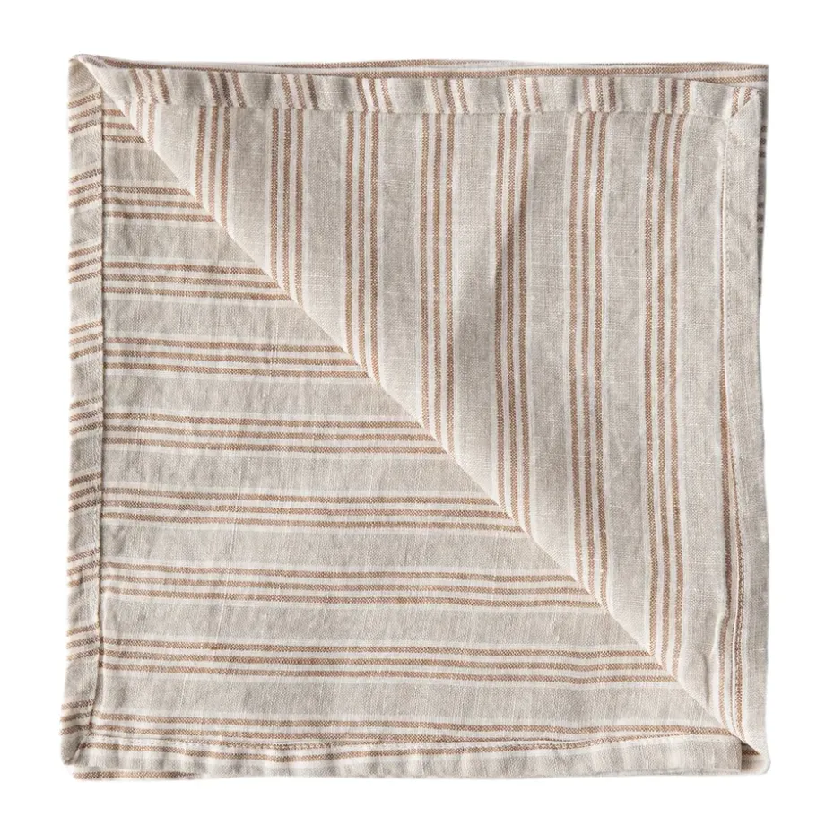 Serviette Washed linen, Rayure de noisette