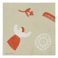 Serviettes Figures lot de 20, Beige-red