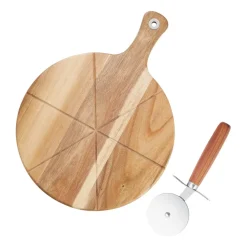 Set à pizza Sade Planche à découper et roulette à pizza Ø32 cm, Acacia