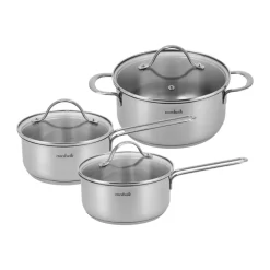 Set de casseroles Nordwik avec couvercles en verre, 3 pièces