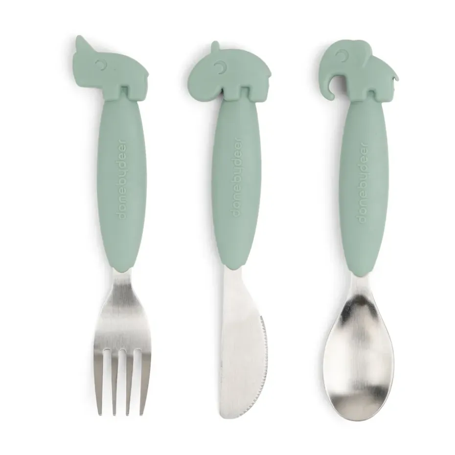 Set de couverts Easy-grip Deer Friends 3 pièces, Vert