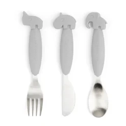 Set de couverts Easy-grip Deer Friends 3 pièces, Gris