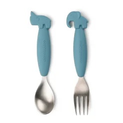 Set de couverts Easy-grip Deer Friends 2 pièces, Bleu
