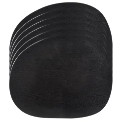 Set de table Raw cuir, lot de 6, Noir